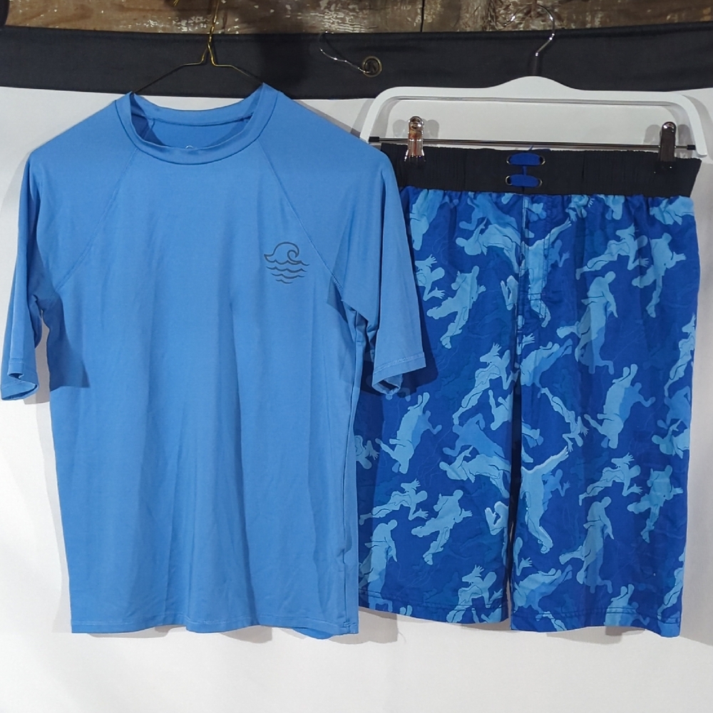 Ocean Wave Kids Blue Swim Trunks Set